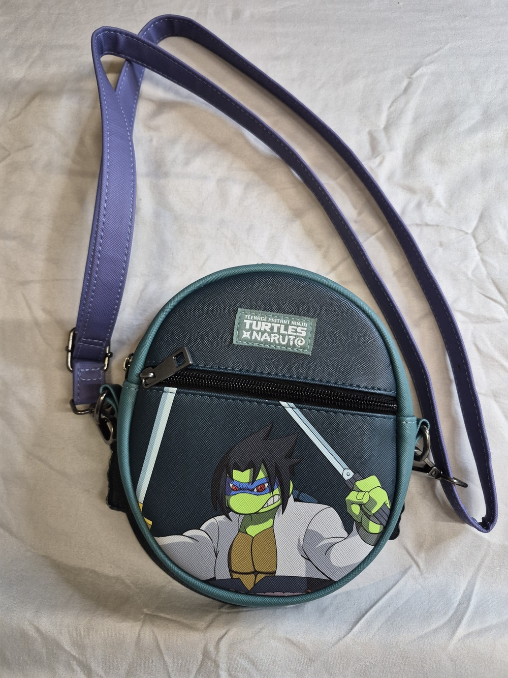 Teenage Mutant Ninja Turtles X Naruto Round Crossbody Bag - Teal & Purple